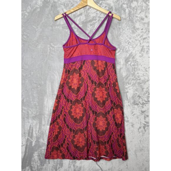 prAna Ambrosia Dress Womens Small Purple Red Geometric Floral Strappy Summer - Picture 2 of 8